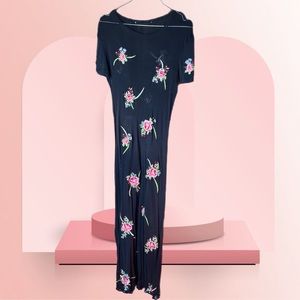 Floral Black See-Through Dress